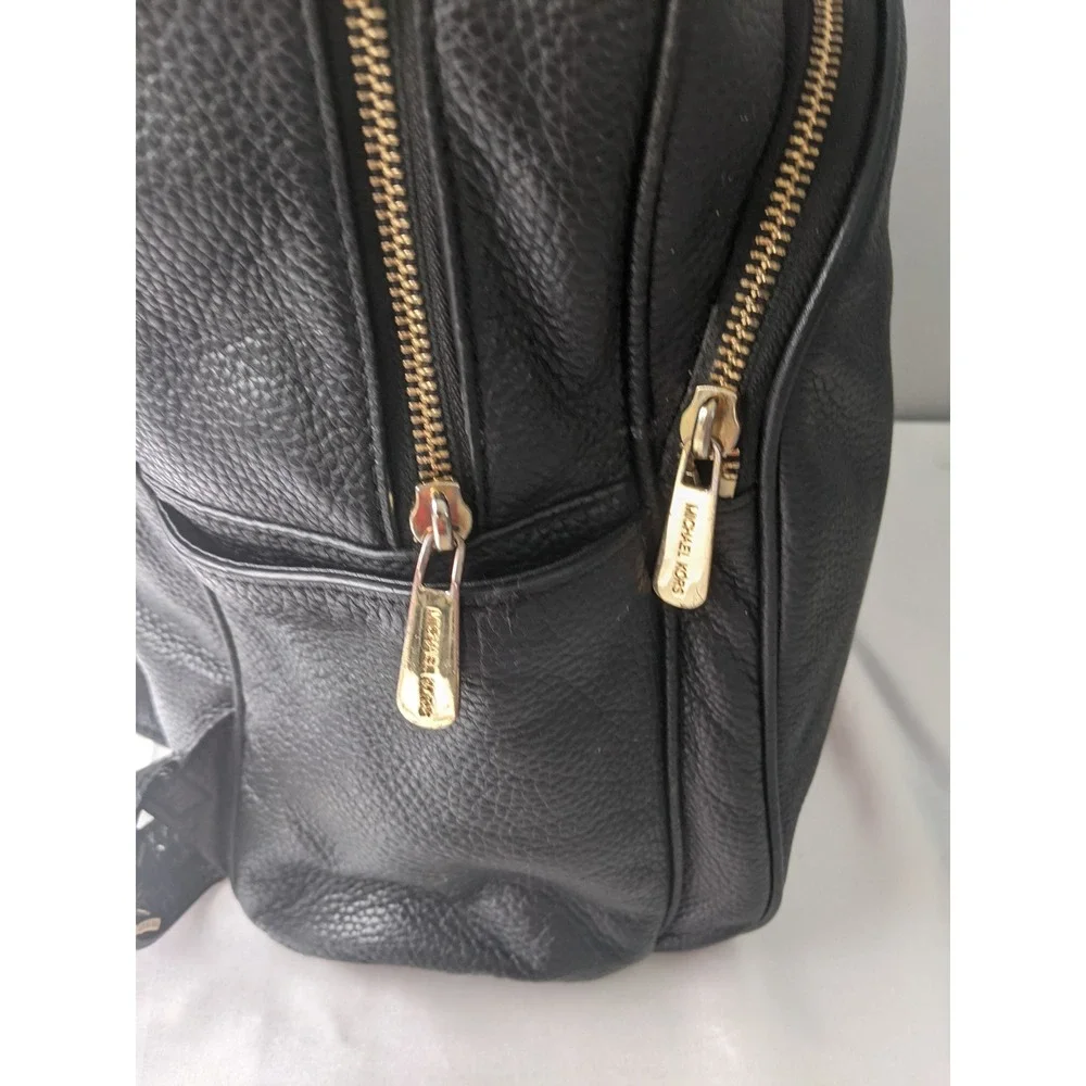 Michael Kors Abbey Black Pebbled Leather Backpack Gold Hardware